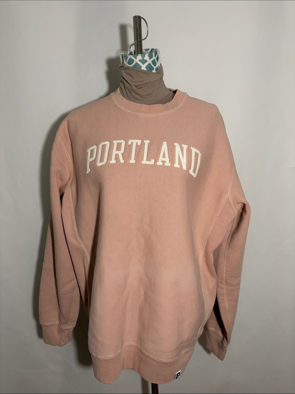 Portland UNISEX Crewneck Sweatshirt Soft Blush Pink Size Large Oversized